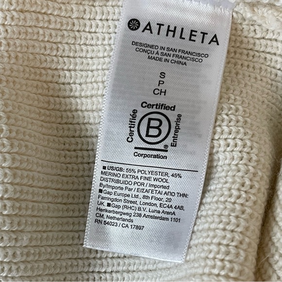 Athleta Ivory Switchback Merino Wool Cotton Blend Sweater Oversized sz Small - Picture 10 of 11